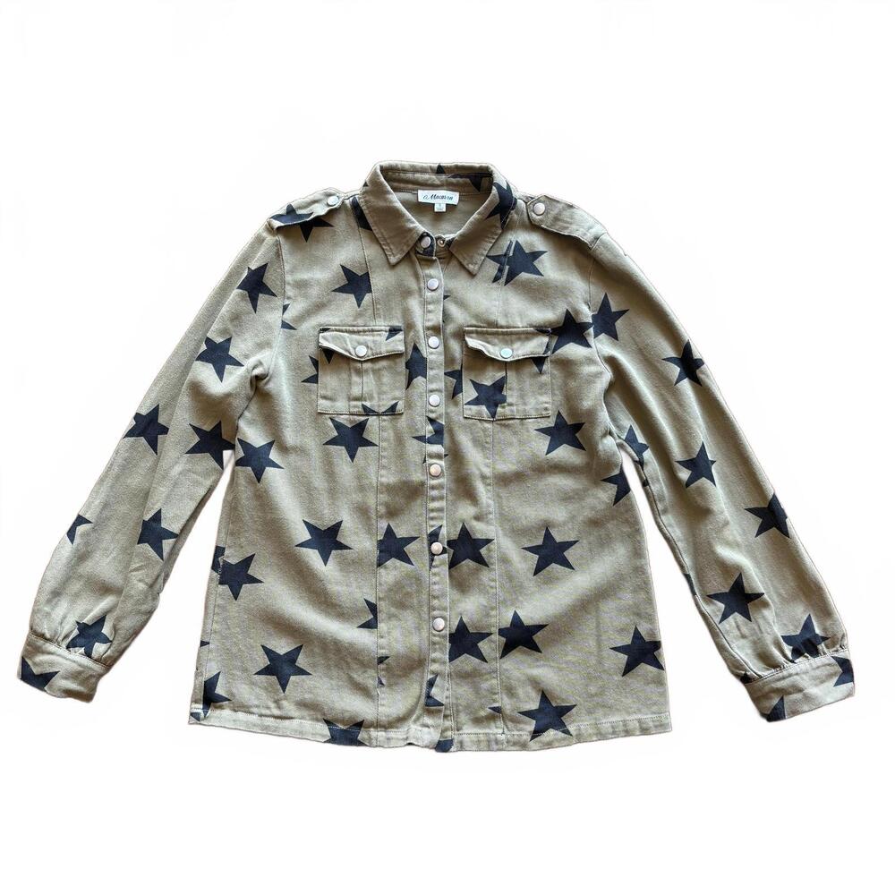 Macaron Star Print Lightweight Button Up Jacket